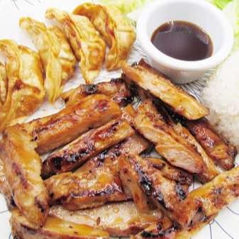 Chicken Teriyaki & Gyoza.