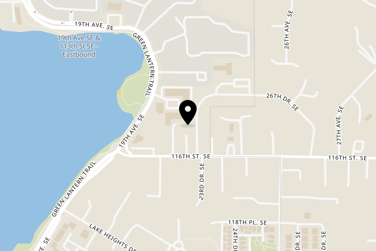 Map showing the location of Lucky Teriyaki on 11419 19th Ave SE in Everett